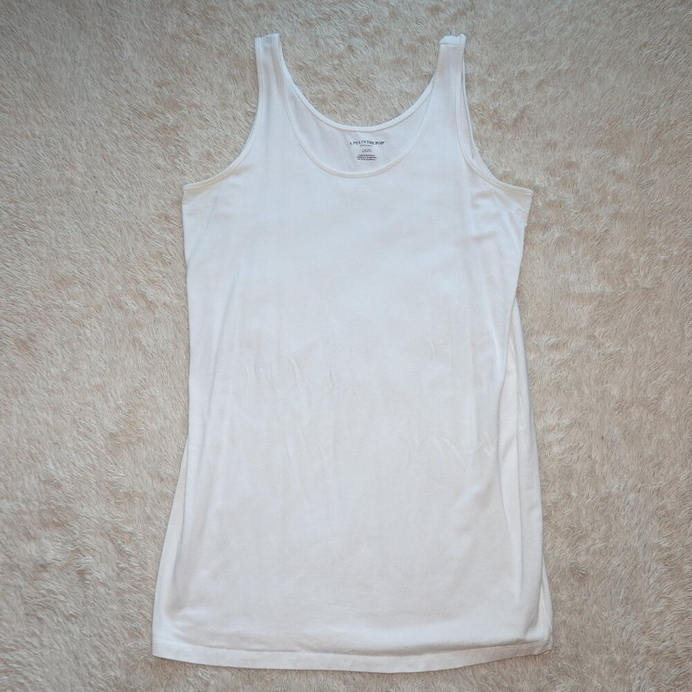 Pea in the Pod Maternity Classic White Tank Top Scoop Neck Size Large